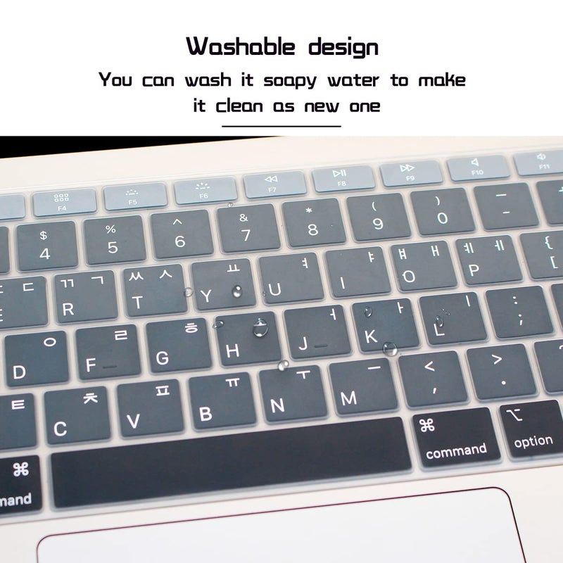 HRH Korean Language Silicone Keyboard Cover Skin for MacBook Air 13 Inch 2018 Release A1932 with Retina Display and Touch ID USA Layout-Ombre Gray - Image 5
